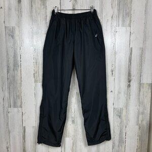 asics track pant zip ankles activewear athletic S sporty running workout black